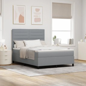 Cama Box Spring com Colchão Cinza Claro 140x200 cm Tecido