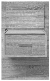 Mesa de cabeceira de parede com luzes LED cinzento sonoma