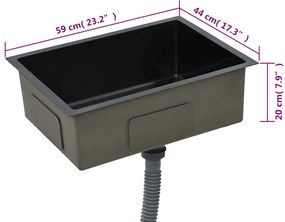 Lava-louça de cozinha artesanal aço inoxidável preto