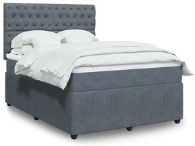 vidaXL Cama com molas/colchão 160x200 cm veludo cinzento-escuro