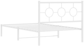 Estrutura de cama em metal com cabeceira 107x203 cm branco