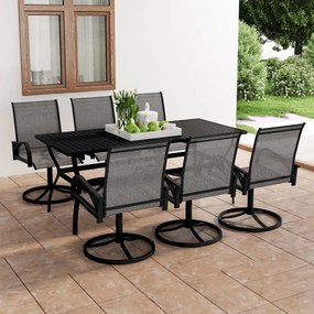 vidaXL 7 pcs conjunto de jantar para jardim textilene e aço