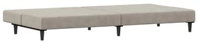 Sofá-cama de 2 lugares veludo cinzento-claro