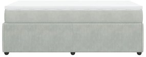 Cama com molas/colchão 90x190 cm veludo cinza-claro
