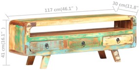 Móvel de TV 117x30x41 cm madeira recuperada maciça