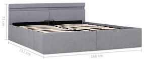 Cama hidráulica c/ arrumação LED 160x200 cm tecido cinza-claro