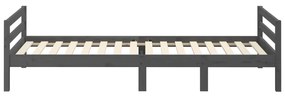 Estrutura de cama 75x190 cm madeira de pinho maciça cinzento