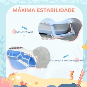 Banheira para Bebé Recém Nascido Dobrável 40L com Almofada Pés Antiderrapantes Orifício de Drenagem e 83x48x23,5 cm Azul