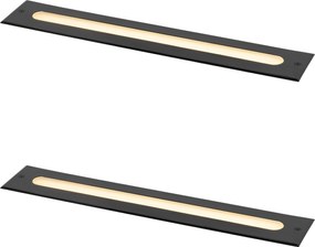 Conjunto de 2 focos de chão modernos pretos 50 cm incl. LED IP65 - Eline