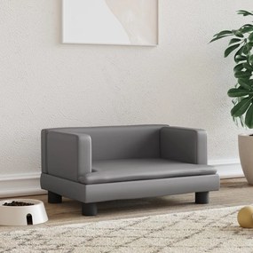 vidaXL Cama para cães 60x40x30 cm couro artificial cinzento