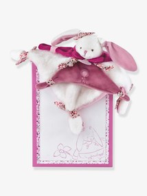 Boneco-doudou quadrado, 27 cm, coelho cereja - DOUDOU ET COMPAGNIE rosa