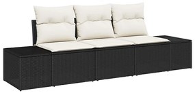 Conjunto de Sofá de Jardim de 3 Peças com Almofadas em Rattan Sintétic