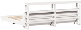 Cama sem colchão 200x200 cm madeira de pinho maciça branco
