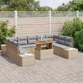 Conjunto de Jantar de Jardim com 10 peças e almofadas em rattan poliés