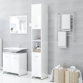 802603 vidaXL Armário casa de banho 30x30x183,5 cm contrapl. branco brilhante