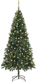 vidaXL Árvore Natal artificial pré-iluminada c/ bolas 210 cm verde