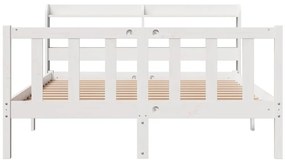 Cama sem colchão 140x190 cm madeira de pinho maciça branco