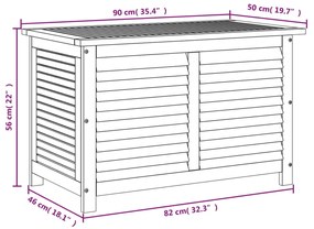 Caixa arrumação jardim c/ veneziana 90x50x56 cm acácia maciça