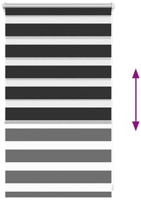 Estore de rolo 50 x 100 cm, linhas de zebra / Preto
