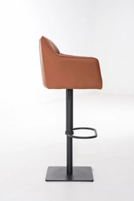 Banco de bar Damaso em couro sintético e estrutura preta 64 x 88-113 x 45 cm Castanho claro