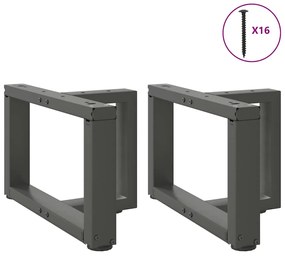 Pés para mesa de centro em forma de T, 2 peças, antracite, 50x25x(30-3