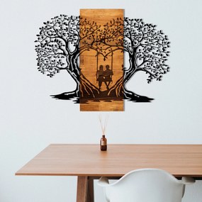 Acessório Decorativo de Parede Eva – Preto e Nogueira – 76 x 58 cm