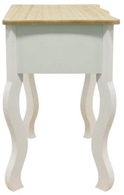 Mesa de Cabeceira Louge - Branco/Carvalho - Design Clássico