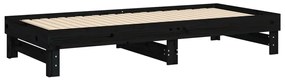 Sofá-cama de puxar 2x(90x200) cm pinho maciço preto