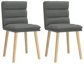 Cadeiras de jantar 2 pcs tecido cinzento-escuro
