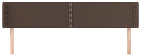 Cabeceira cama c/ abas couro artificial 183x16x78/88cm castanho
