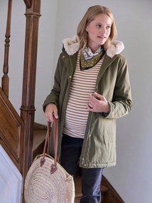 Parka com forro em pelo, especial grávida caqui