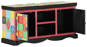 Armário de TV vidaXL Multicolorido 100x35x50 cm em Madeira Sólida de Manga