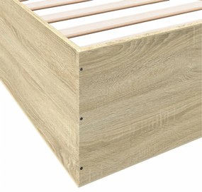 Estrutura de cama 200x200 cm derivados madeira carvalho sonoma
