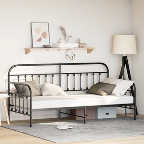 vidaXL Estrutura de Daybed Preto 90x200 cm Aço