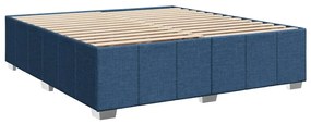 Cama com molas/colchão 200x200 cm tecido azul