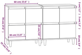 Aparadores 2 pcs 60x35x70 cm derivados de madeira branco