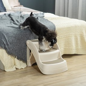 Escada para Cães de 3 Degraus Dobrável Escada de Plástico para Animais de Estimação com Tapetes Antiderrapantes para Cama Sofá Carga 15kg 49x38x38cm C