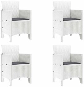 Conjunto de Jantar para Jardim 5 pcs Branco Rattan / Vime