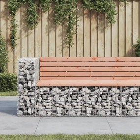vidaXL Banco jardim design gabião 122x71x65,5cm madeira douglas maciça