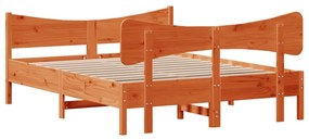 Cama sem colchão 140x200 cm madeira pinho maciça castanho-mel