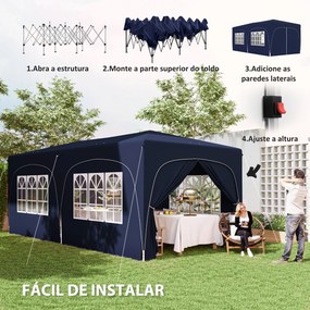 Tenda Dobrável tenda 3x6 m com Painéis Laterais UPF50+ Tenda de Jardim