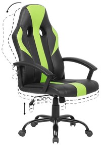 Cadeira de escritório em pele sintética preta e verde SUCCESS Beliani