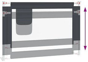 Barra segurança p/ cama infantil tecido 100x25 cm cinza-escuro