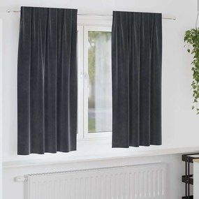 Cortinas Blackout vidaXL com fita superior 2 pcs Cinza Escuro Veludo
