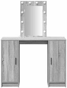 mesa de maquilhagem vidaXL com luzes LED cinzento sonoma 102x33x135 cm
