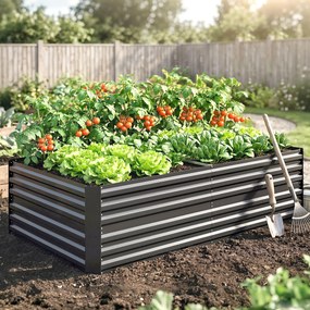 Floreira retangular para horta com tubos de reforço em aço galvanizado 180 x 90 x 59 cm