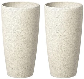 Conjunto de 2 vasos em pedra creme clara 23 x 23 x 42 cm ABDERA Beliani