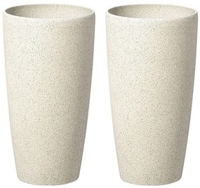 Conjunto de 2 vasos para plantas em pedra creme clara 23 x 23 x 42 cm ABDERA Beliani