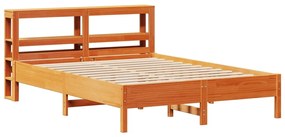 Cama sem colchão 135x190 cm madeira pinho maciça castanho-mel