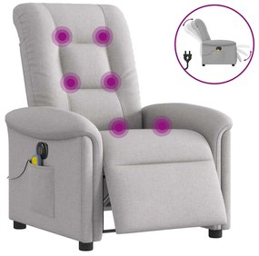 Poltrona massagens reclinável elétrica tecido cinzento-nublado